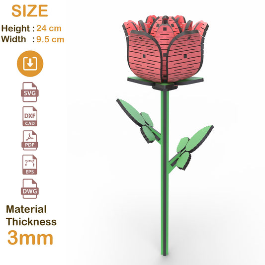 3D Laser Cut Wooden Roses Bouquet SVG, Mother's Day Craft File (Digital Download)