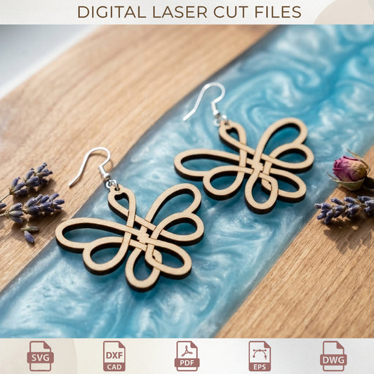 Celtic Knot Earring SVG Bundle, Interlocking Wood Jewelry Laser Cut, Elegant Filigree Dangle Templates