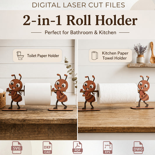 Funny Animal Kitchen Paper Towel Holder Laser Cut Bundle, Wooden Kitchen Decor ( Digital Download )