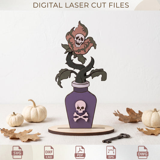 Spooky Monster Plant Laser Cut Bundle, Layered Halloween Wood Stand Table Decor
