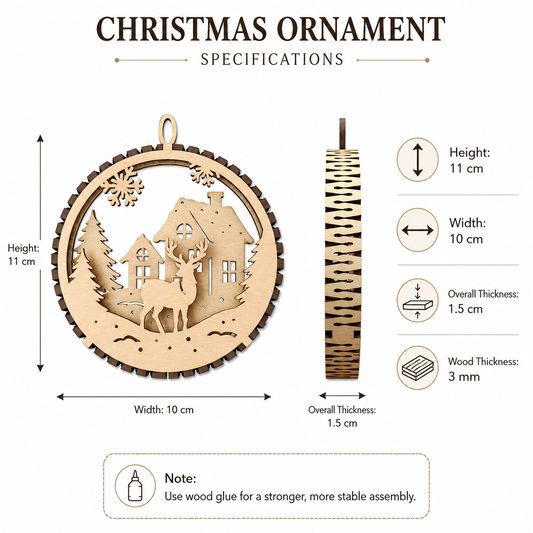 3D Christmas Ornament SVG Bundle, Multilayer Winter Scene Laser Cut Files (Digital Download)