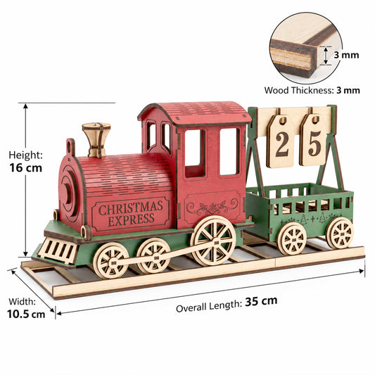 Christmas Train Countdown Advent Calendar Laser Cut, Wooden Holiday Centerpiece (Digital Download)