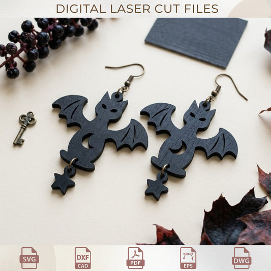 Halloween Earring SVG Bundle, Spooky Goth Wood Jewelry Laser Cut ( Digital Download )