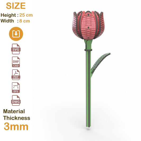 Wooden Flower Bouquet Laser Cut, 3D Floral SVG, Gift for Mother’s Day Plan