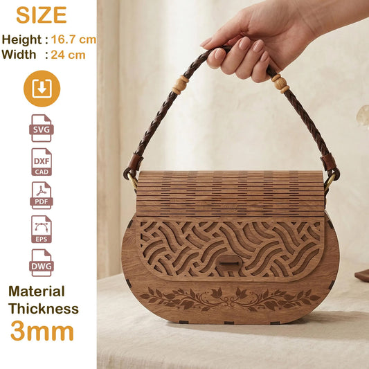 Wooden Handbag Laser Cut File, Clutch CNC Vector Template ( Digital Download )