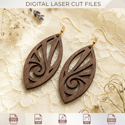 Earrings Laser Cut Bundle, Layered 3D Wood Earring SVG Files, Geometric & Floral (Digital Download)