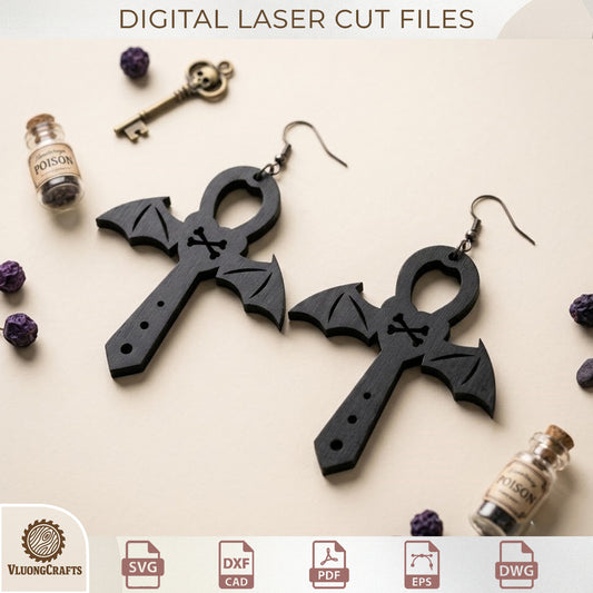 Halloween Earring SVG Bundle, Spooky Goth Wood Jewelry Laser Cut ( Digital Download )