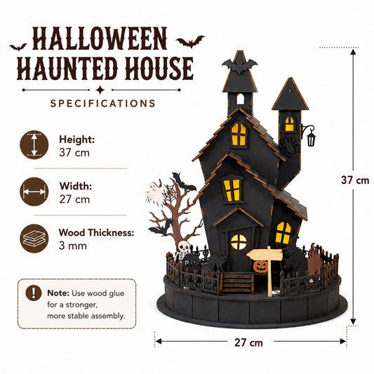 Halloween Haunted House Mansion Laser Cut File, 3D Wooden Home Decor ( Digital Download )