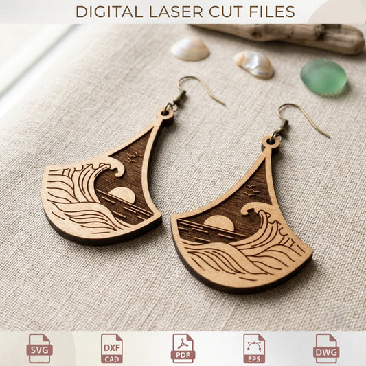 Botanical & Nature Earring SVG Bundle, Engraved Floral Wooden Jewelry, Spring and Summer Accessories