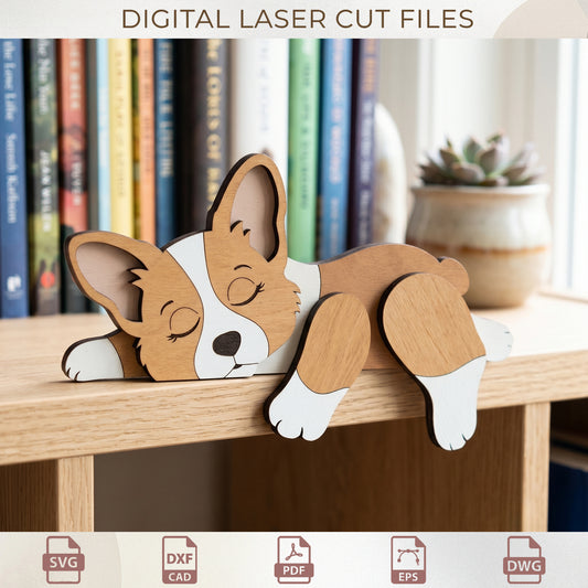 Sleepy Animal Bookshelf Sitter SVG Bundle, Laser Cut Layered Wood Shelf Decor, Home Decor