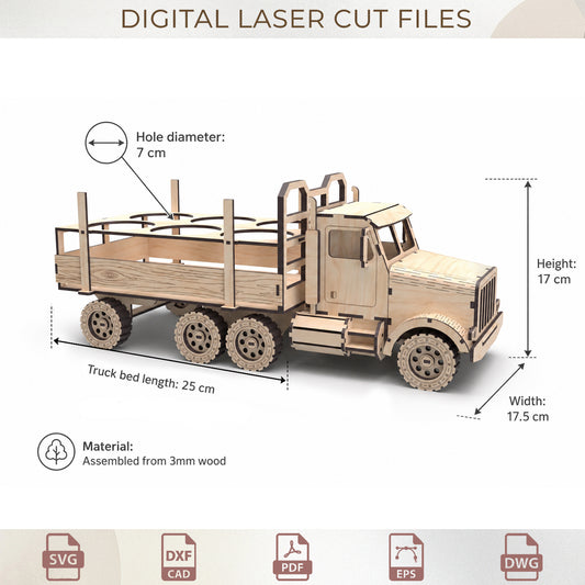 3D Wooden Truck Beer Bottle Carrier, Father's Day Gift Laser Cut Files ( Digital Download )