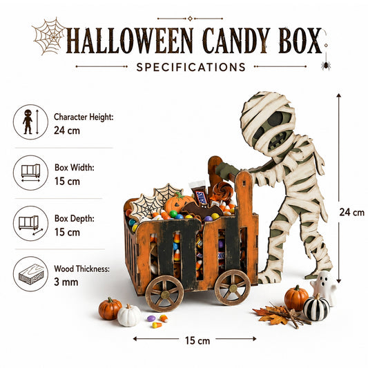 Halloween Candy Box SVG Bundle, Spooky Treat Cart Laser Cut, Holiday Home Decor