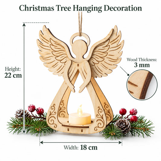 Angel Tea Light Holder Laser Cut Bundle, Wooden Christmas Candle Holder Template, Tree Decor